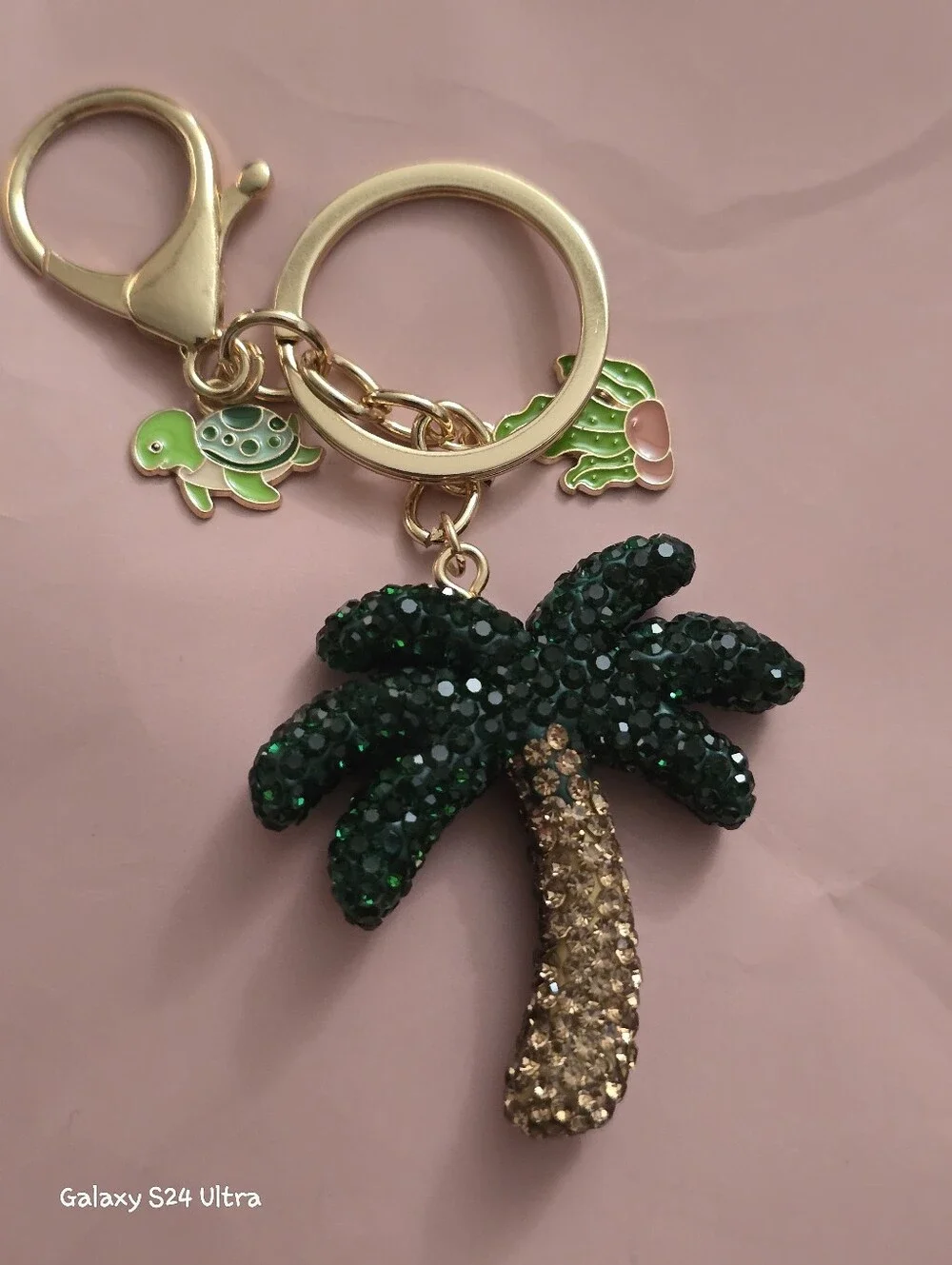 Rhinestone Palm Tree Bag Charm/ Keychain NEW